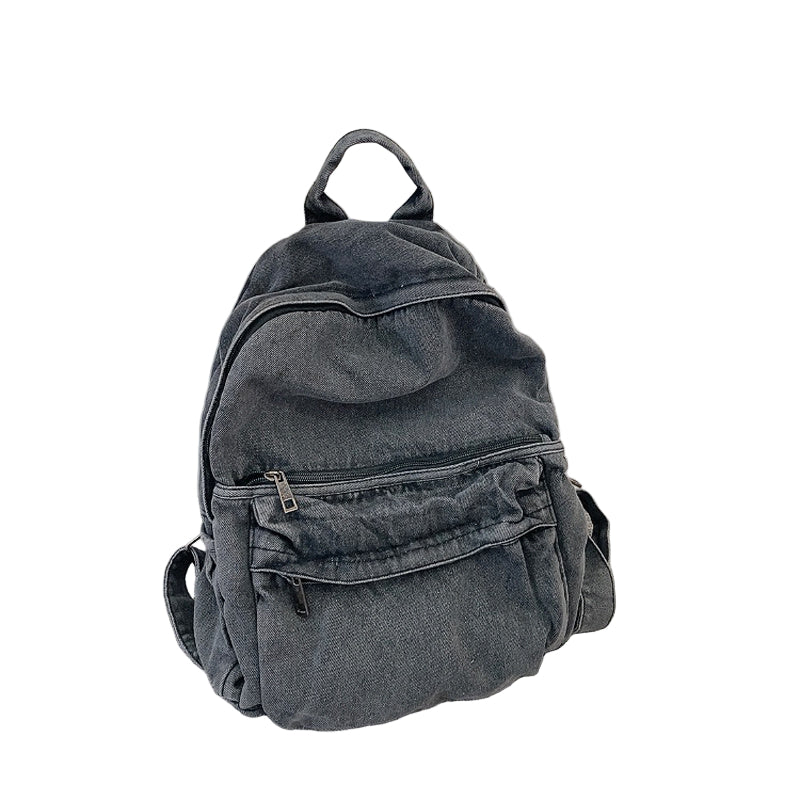 Minimalist Washed Denim Canvas Backpack