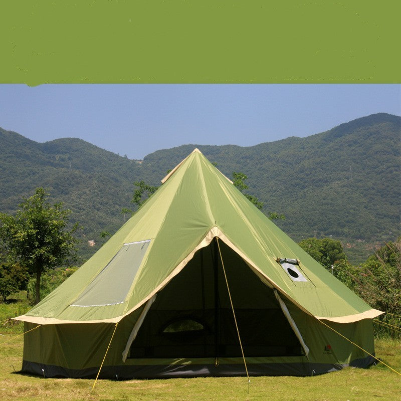 Spacious Pyramid Camping Tent w/Sunscreen