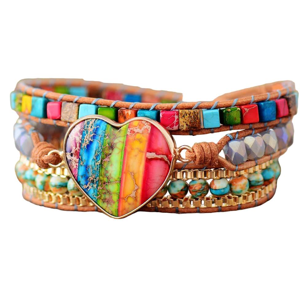Natural imperial stone hand-woven bracelet