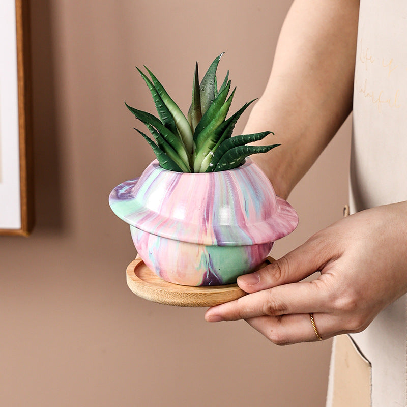 Ceramic Dreamglaze Planet Succulent Pot