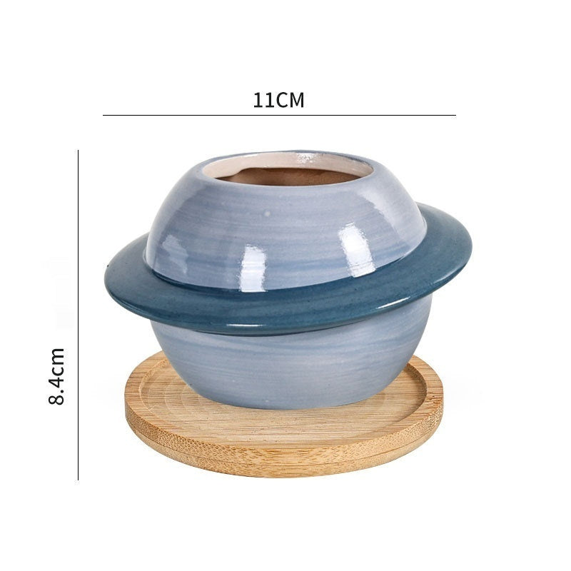 Ceramic Dreamglaze Planet Succulent Pot