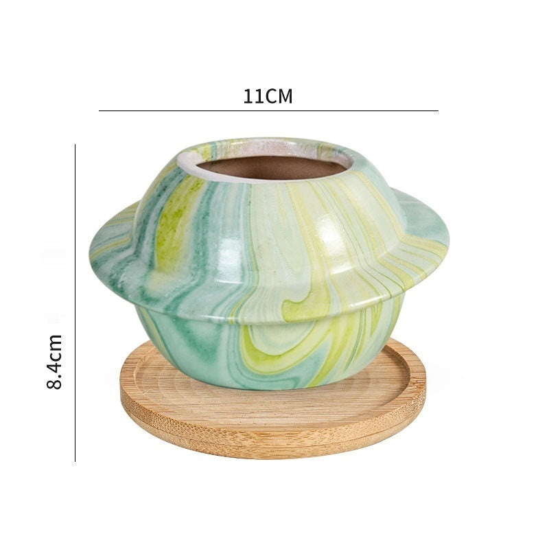 Ceramic Dreamglaze Planet Succulent Pot