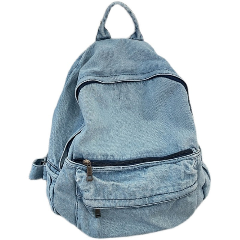 Minimalist Washed Denim Canvas Backpack
