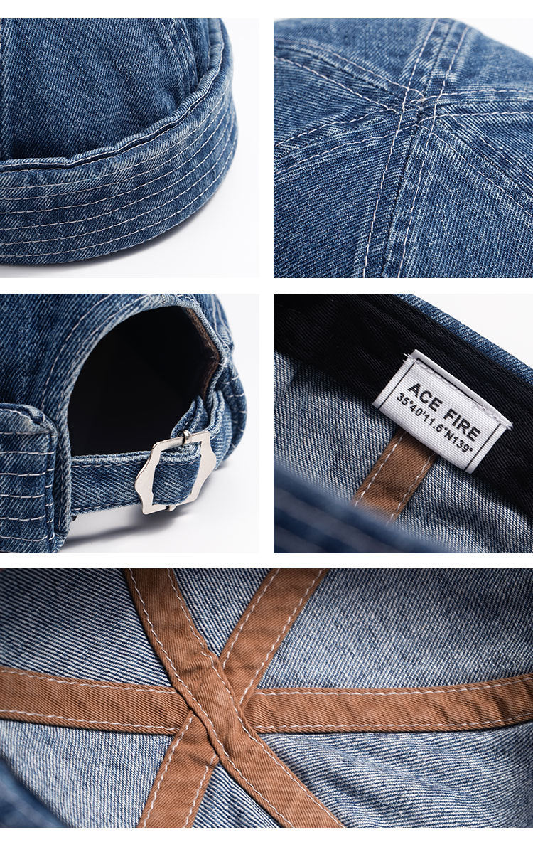 Washed Denim Retro Skullcap