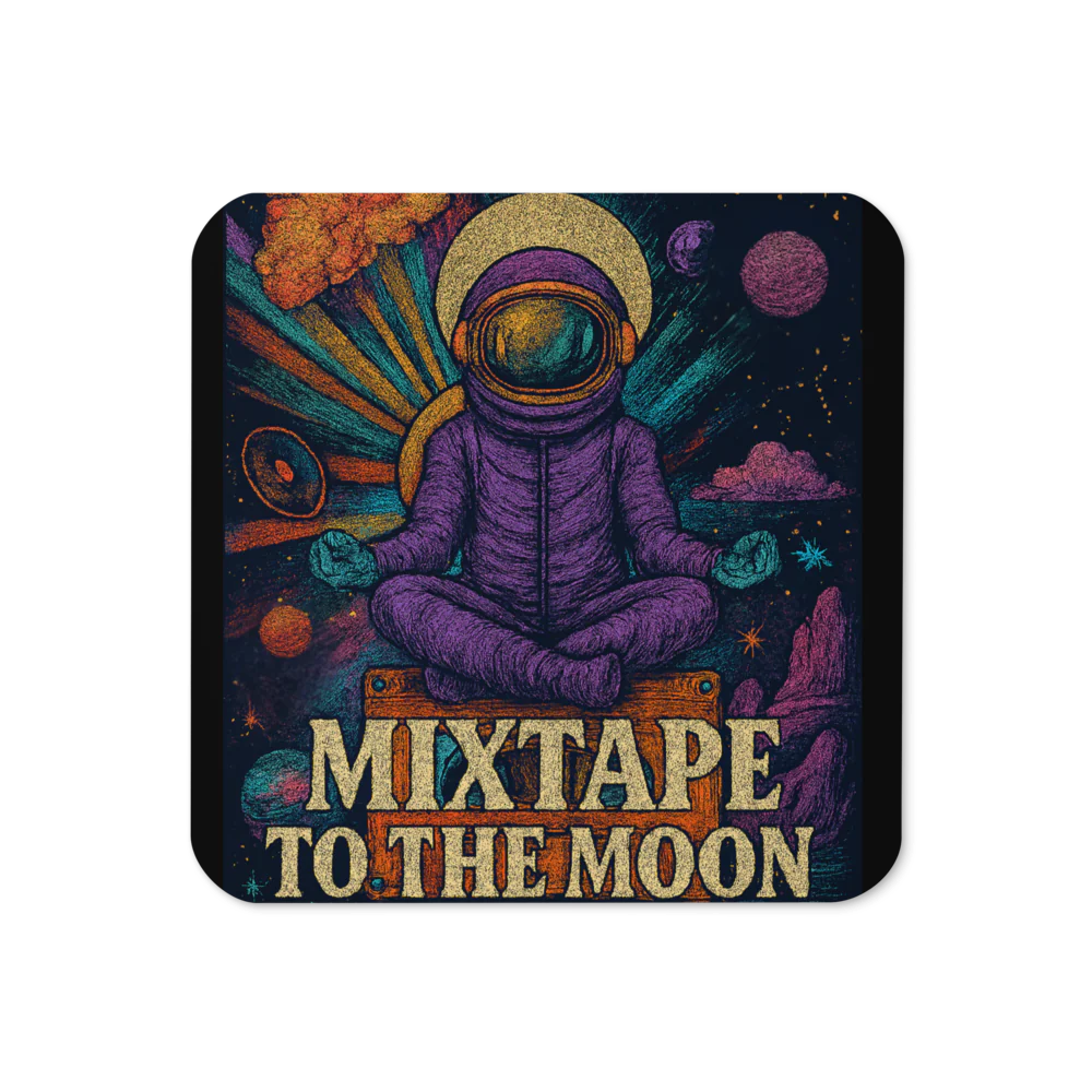 Mixtape to the Moon- Cork-Back Coaster