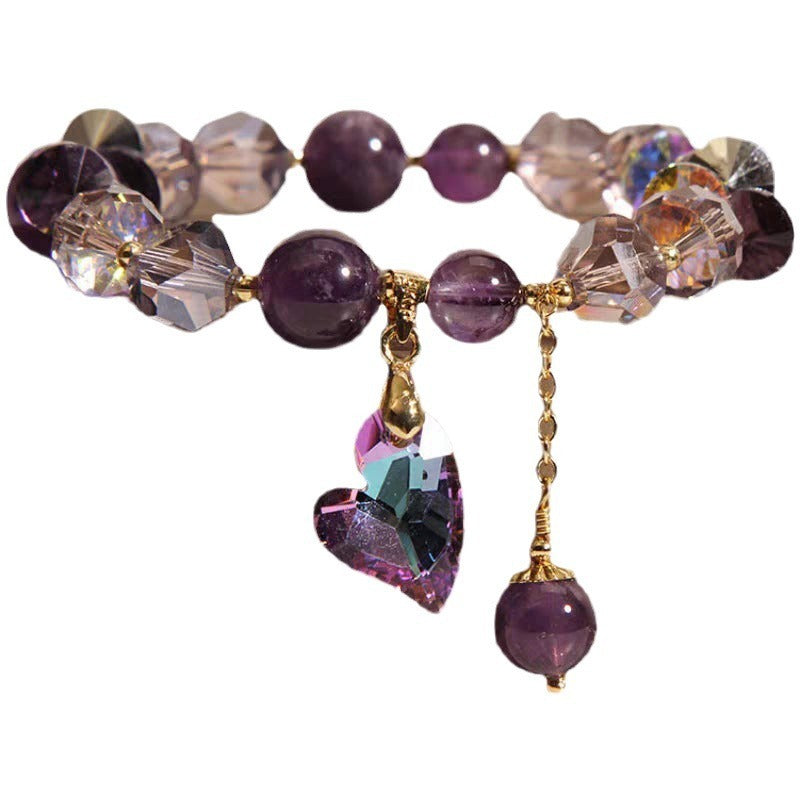 Natural Amethyst Purple Heart Crystal Bracelet