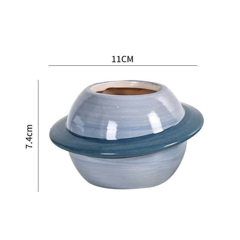 Ceramic Dreamglaze Planet Succulent Pot
