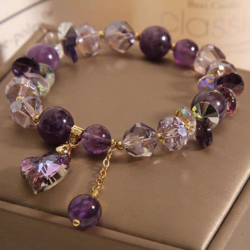 Natural Amethyst Purple Heart Crystal Bracelet