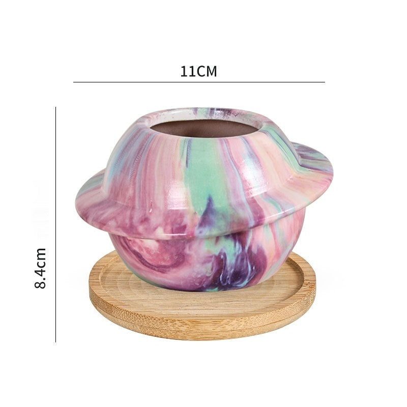 Ceramic Dreamglaze Planet Succulent Pot