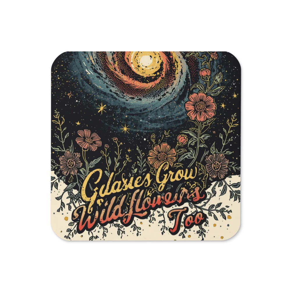 Galaxies Grow Wildflowers Too- Cork-Lined Coaster