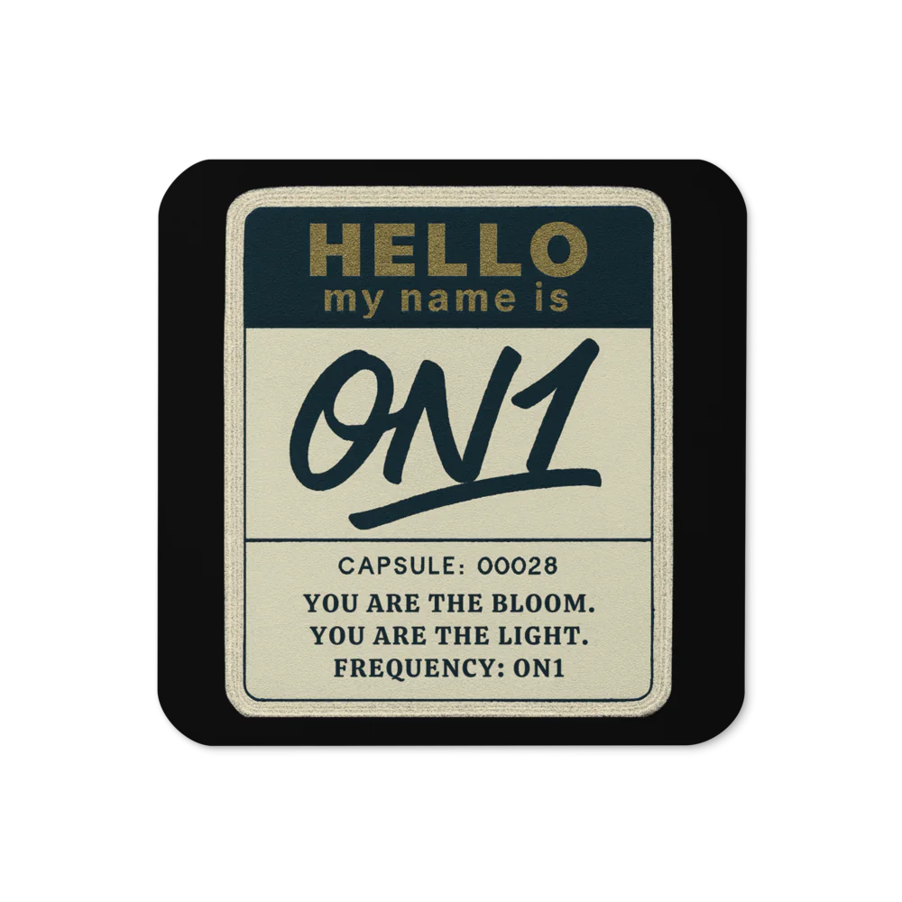Hello my name is ON1- Cork-Back Coaster